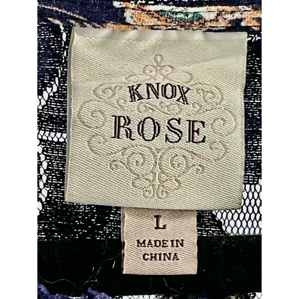 Knox Rose Navy Floral Print Sleeveless Summer Coastal Beach Vacation Tank Top L - Picture 5 of 7